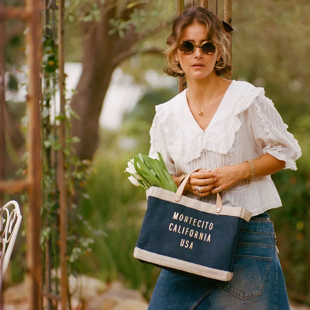 Petite Market Bag in Navy with Gold Foil