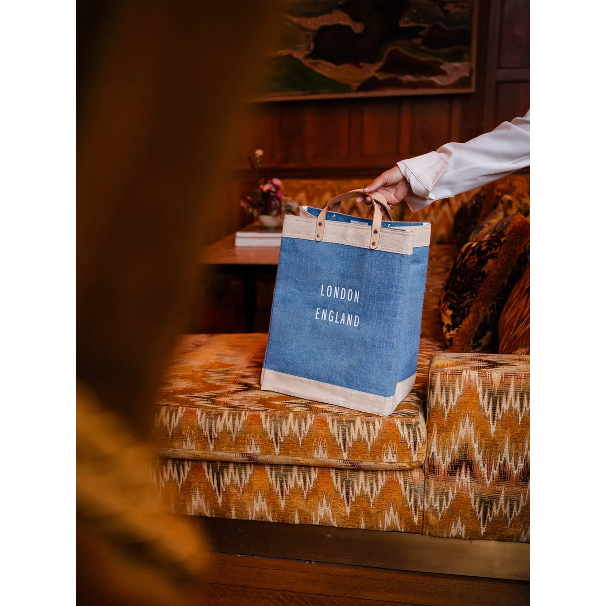 Petite Market Bag in Parisian Blue with Strap