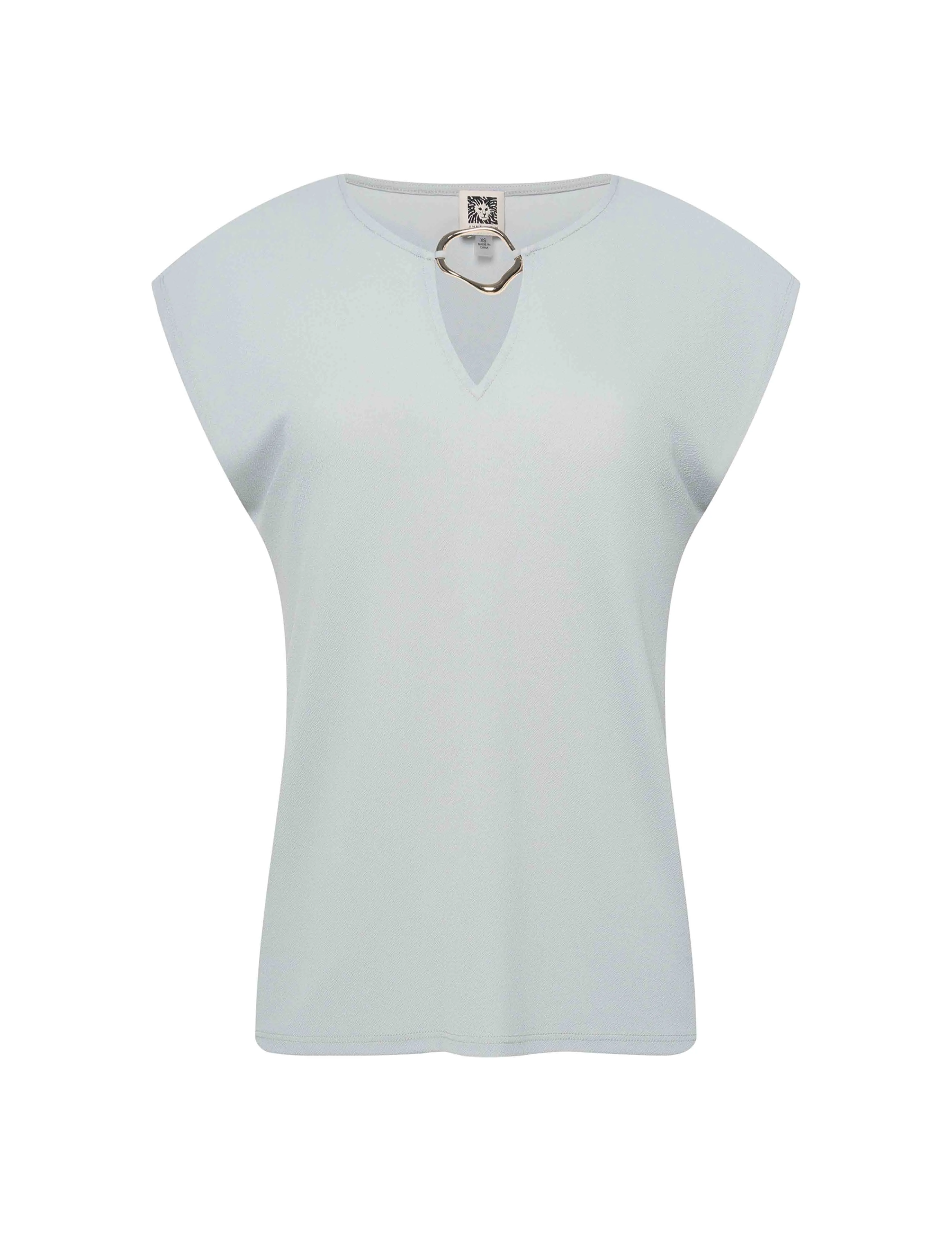 Petite Textured Crepe Keyhole Top