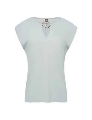 Petite Textured Crepe Keyhole Top