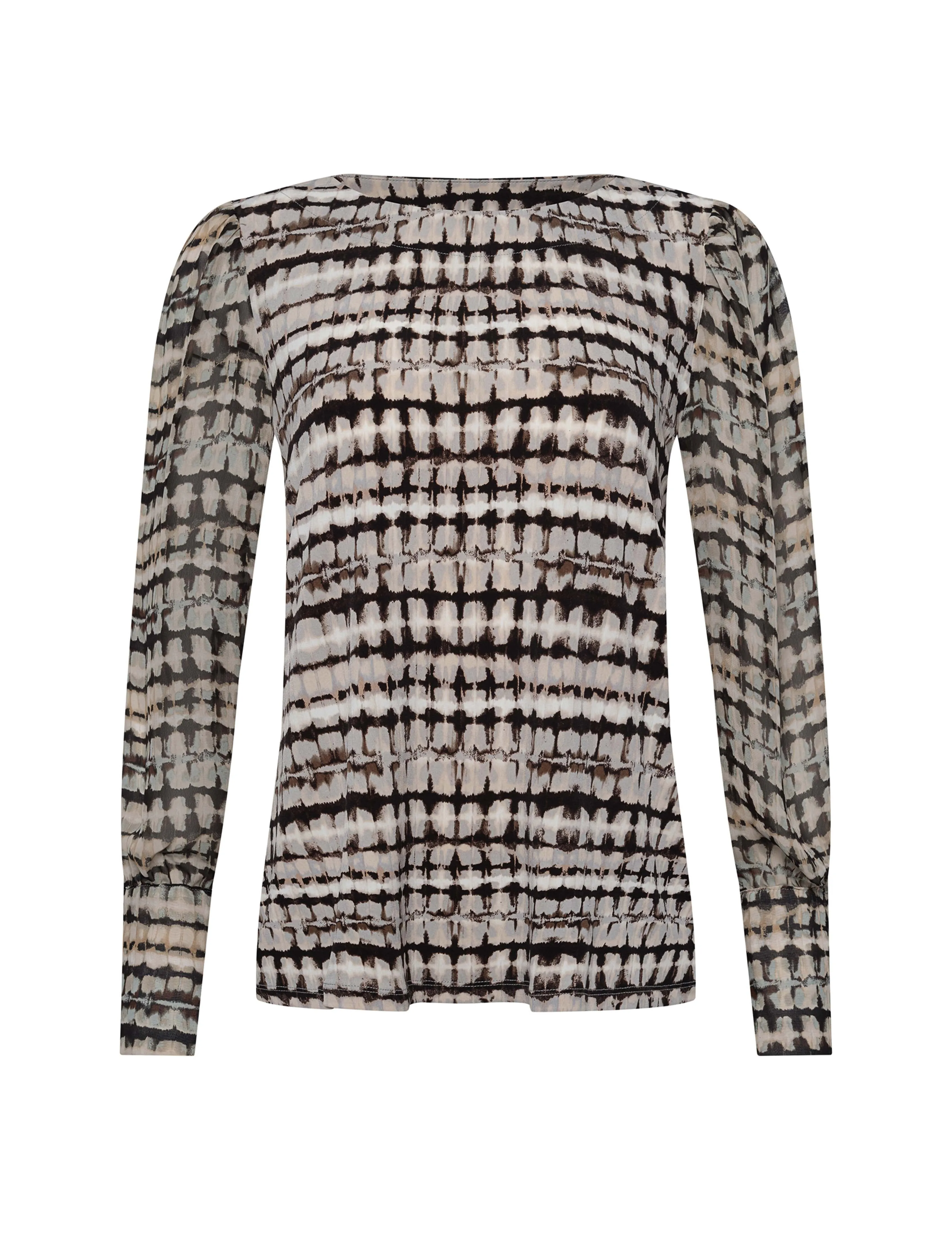 Plus Printed Chiffon Bishop Sleeve Top
