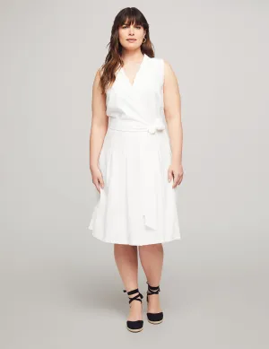 Plus Size Notch Collar Wrap With Full Skirt - Sale