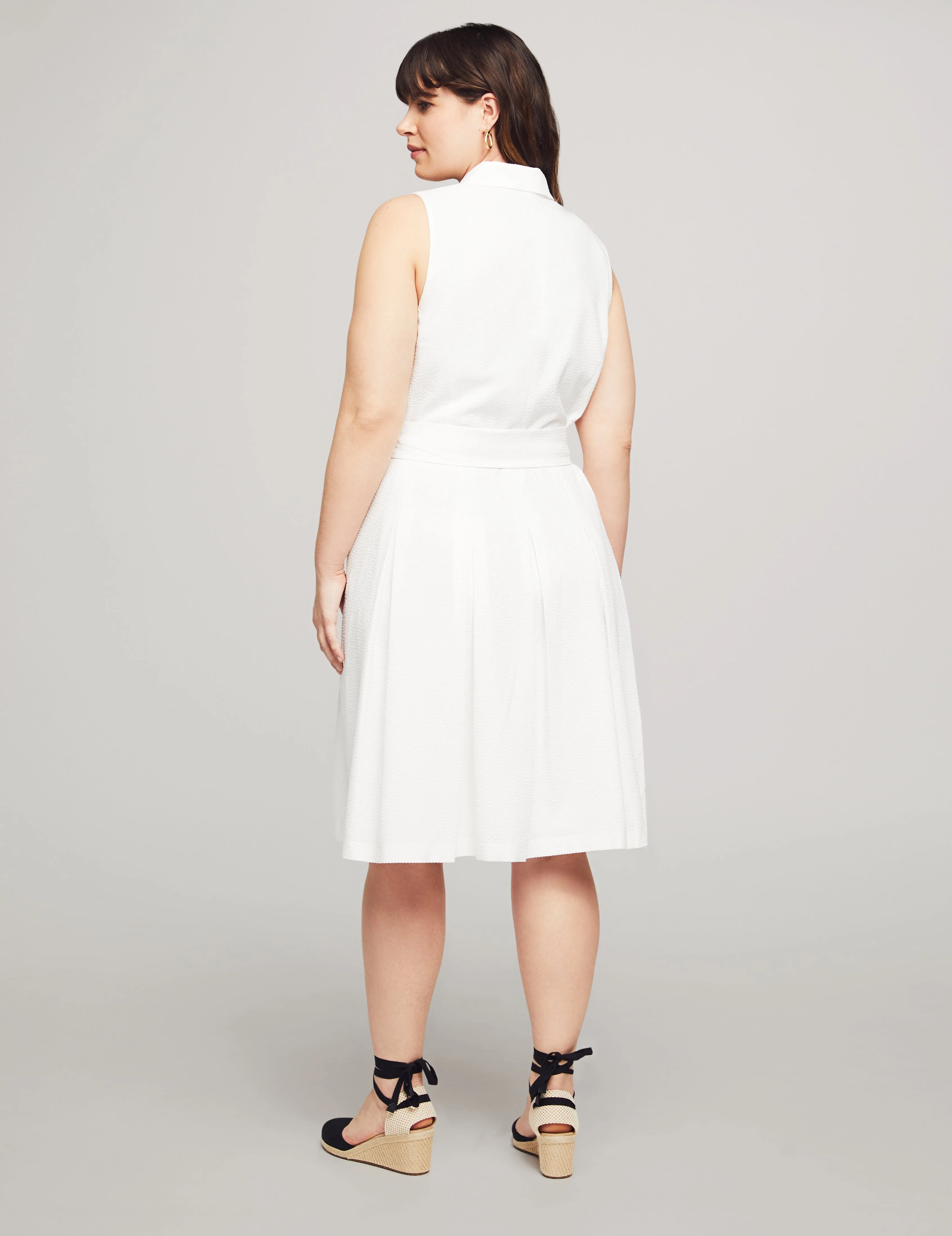 Plus Size Notch Collar Wrap With Full Skirt - Sale