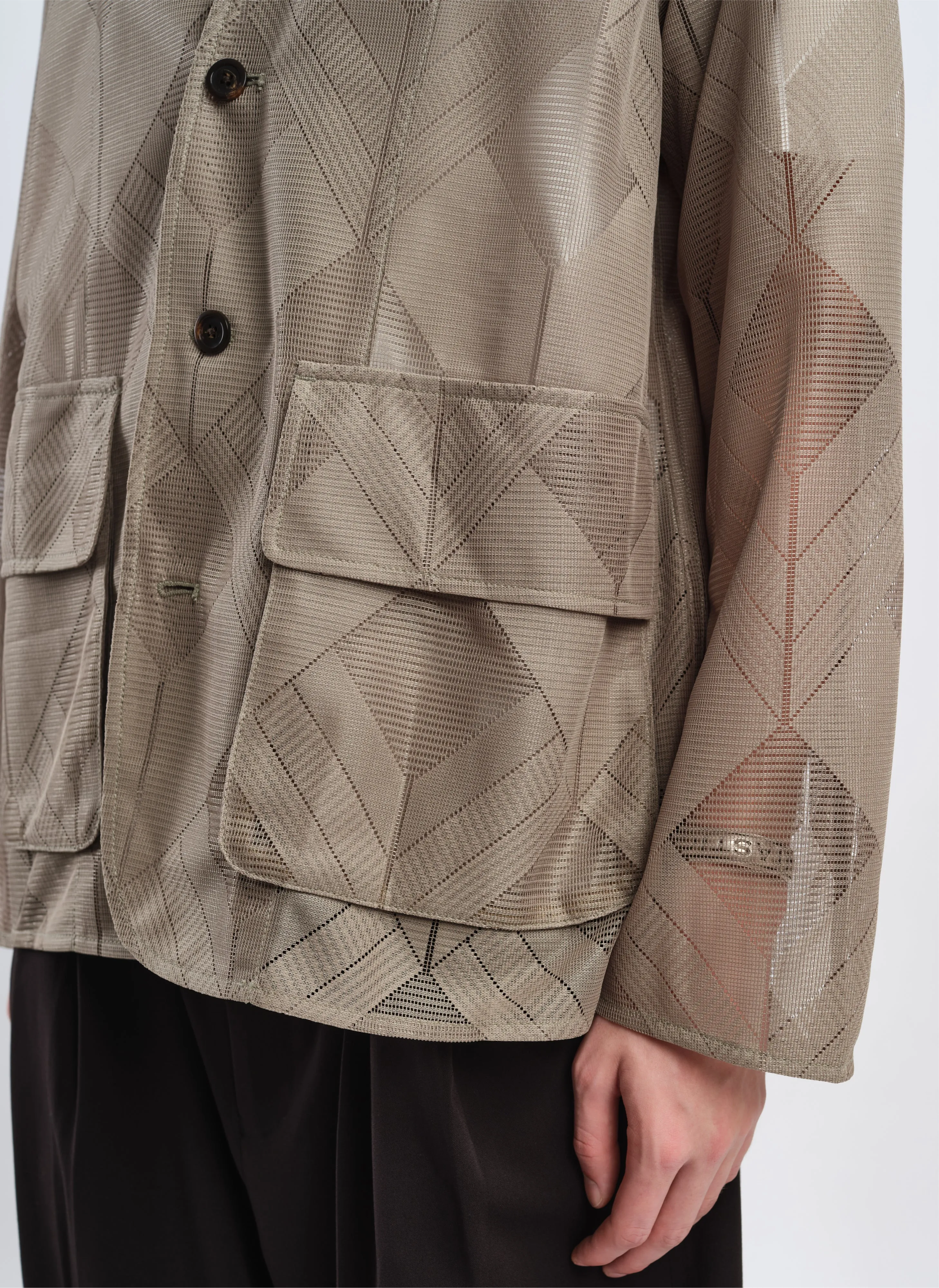 Polyester Geometric Jacquard Soft Blazer