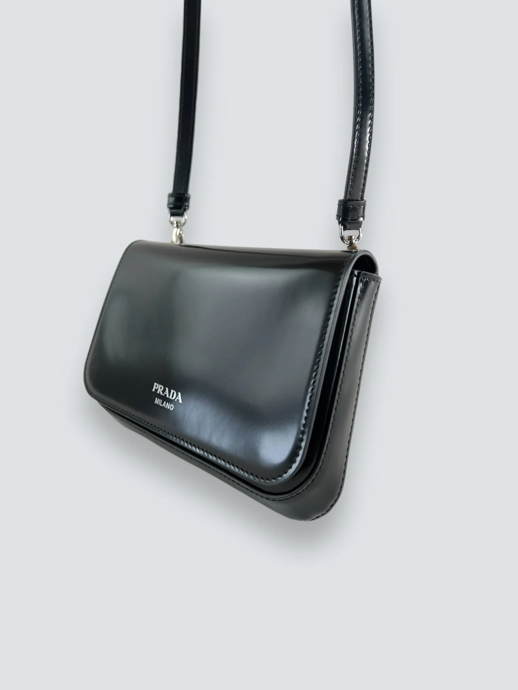 Prada Black Patent Leather Mini Crossbody / Waistbag
