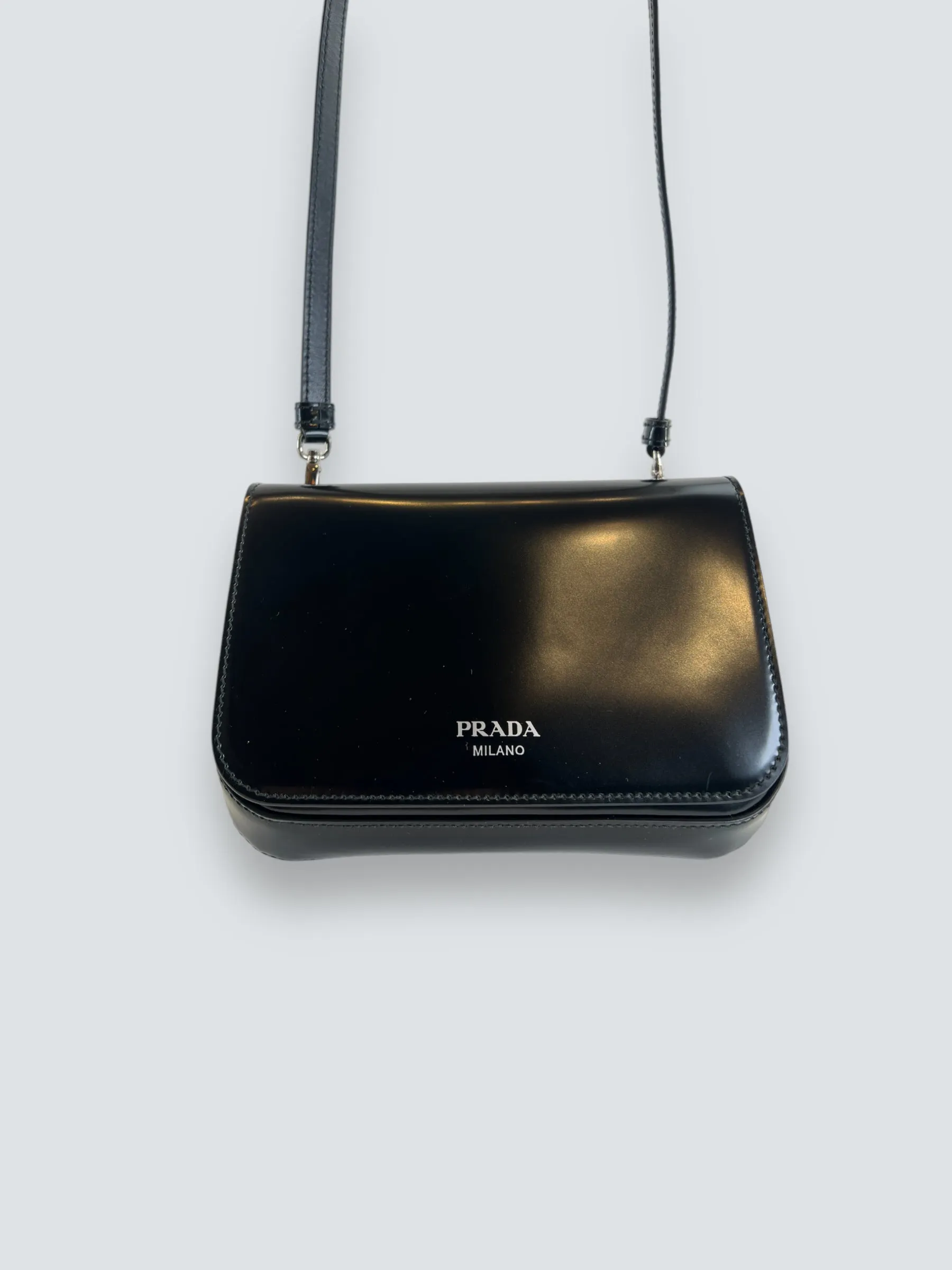 Prada Black Patent Leather Mini Crossbody / Waistbag