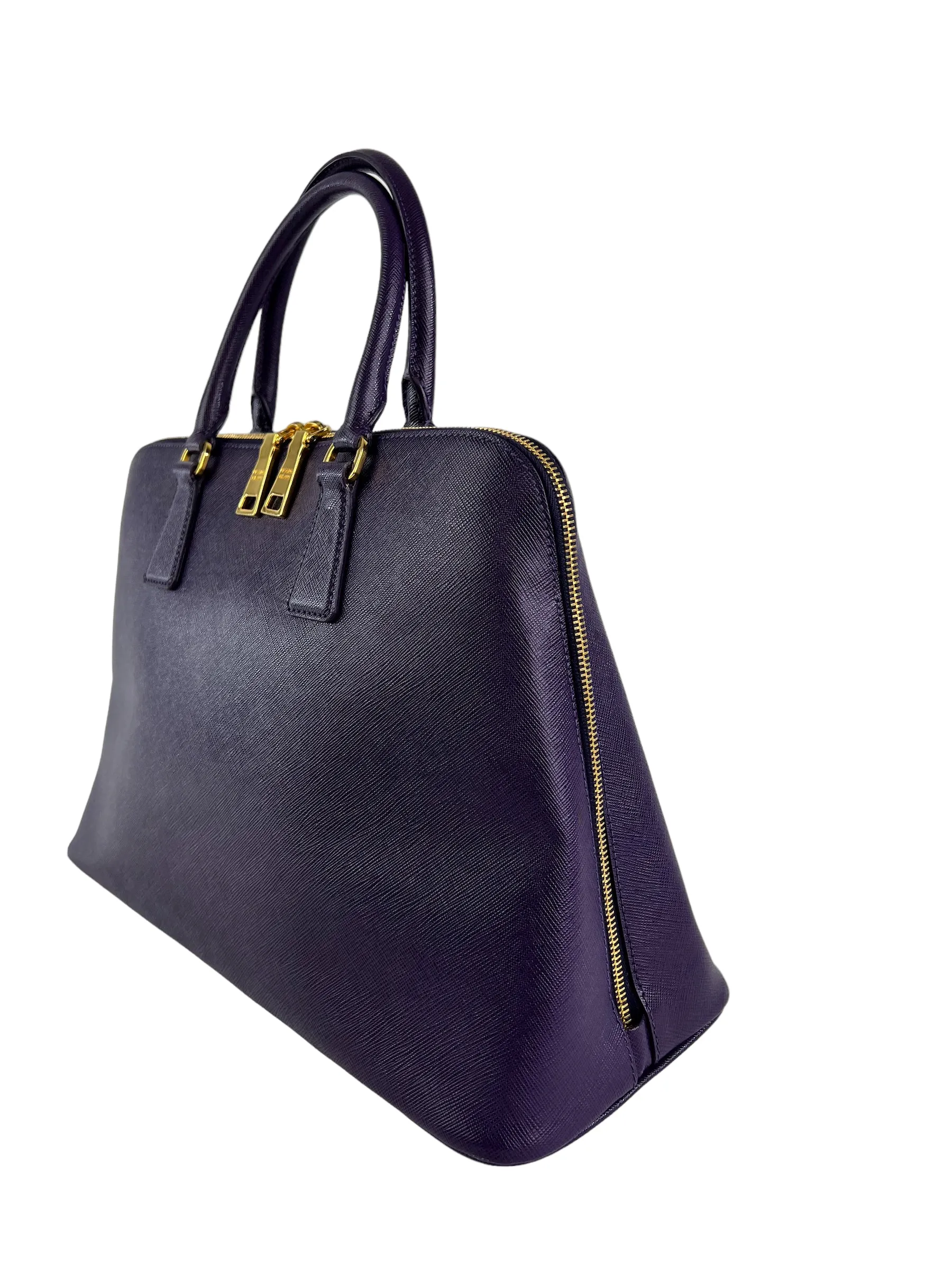 Prada Purple Saffiano Leather Zip Tote