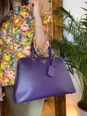 Prada Purple Saffiano Leather Zip Tote