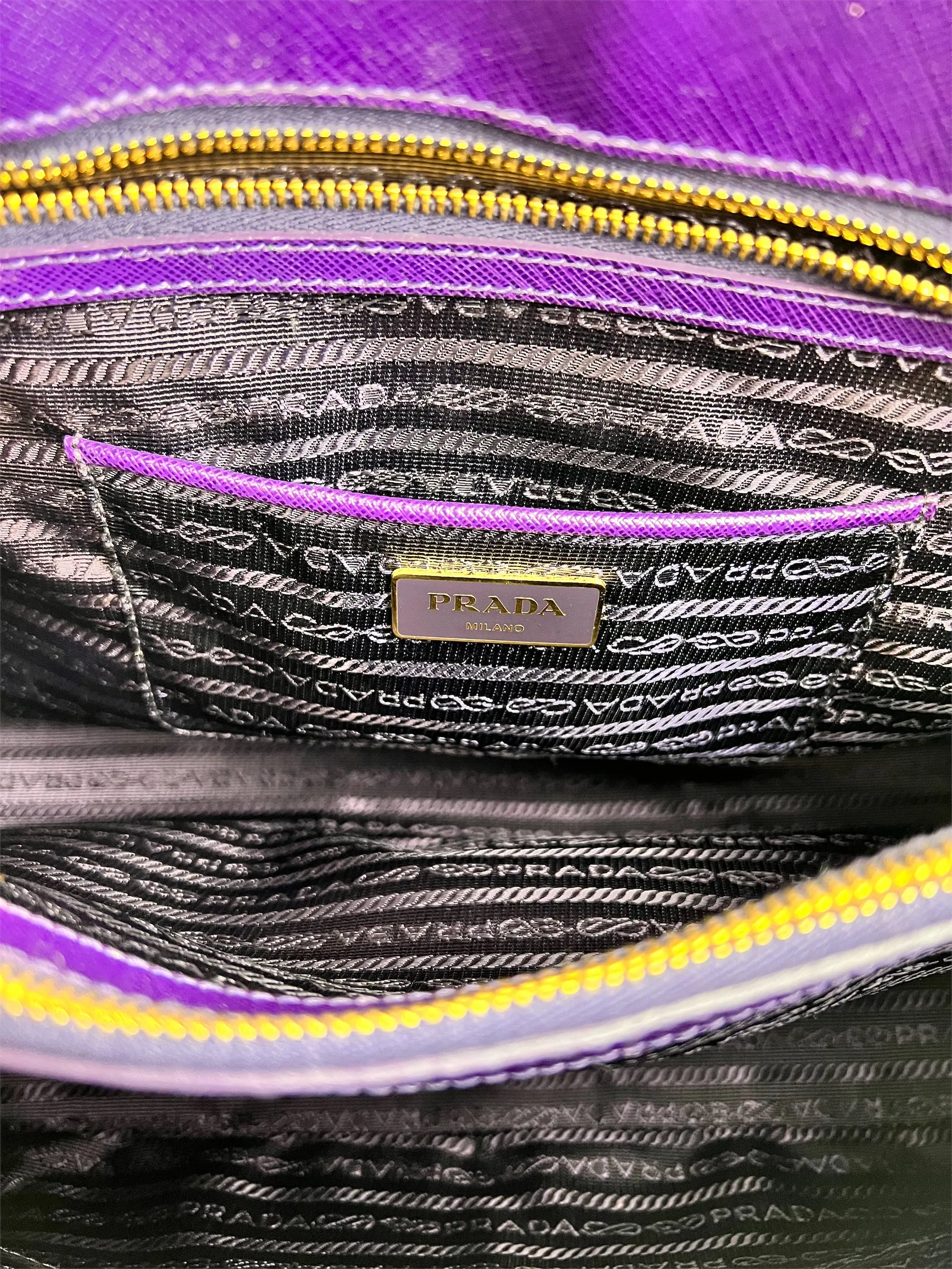 Prada Purple Saffiano Leather Zip Tote