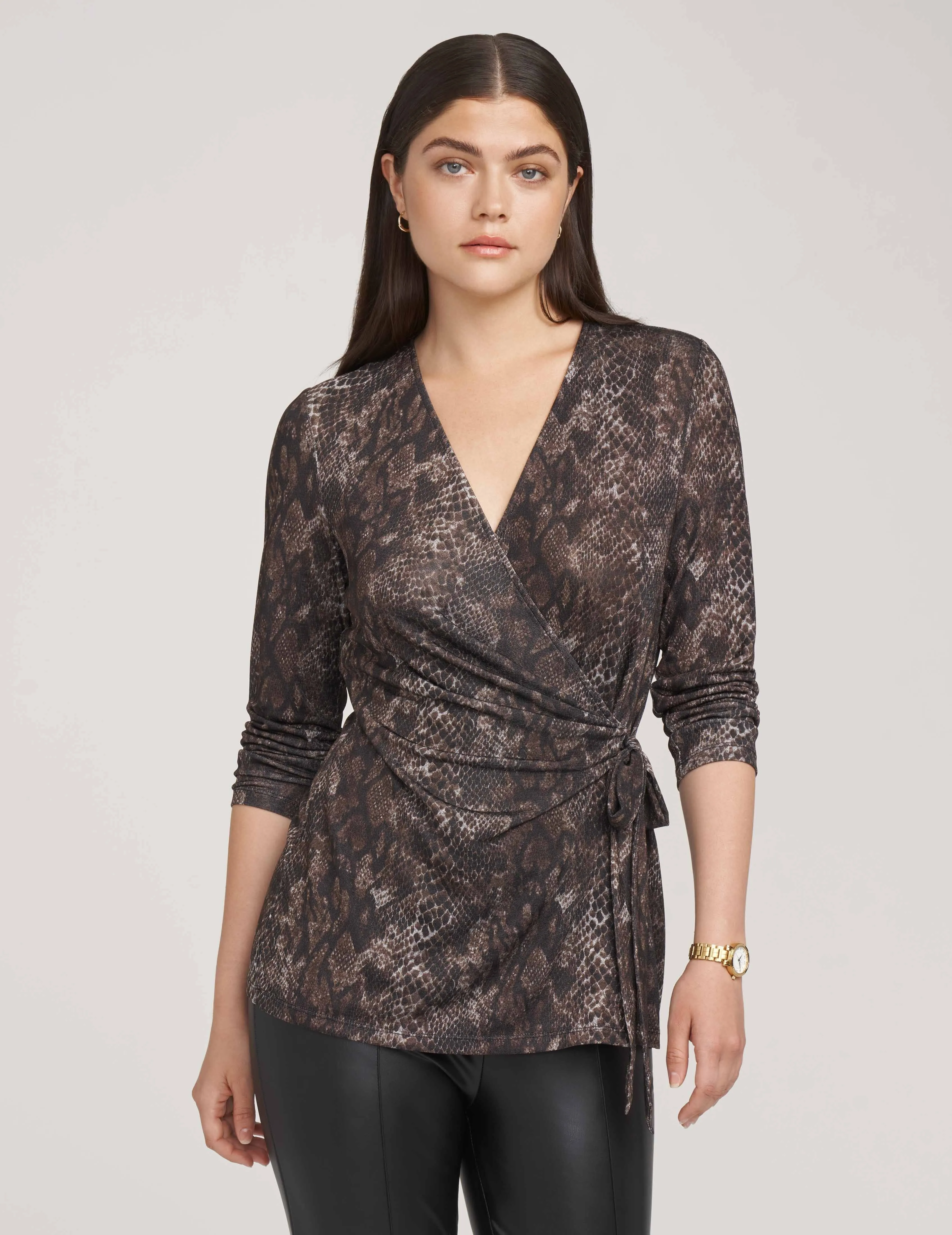 Printed Faux Wrap Top- Sale