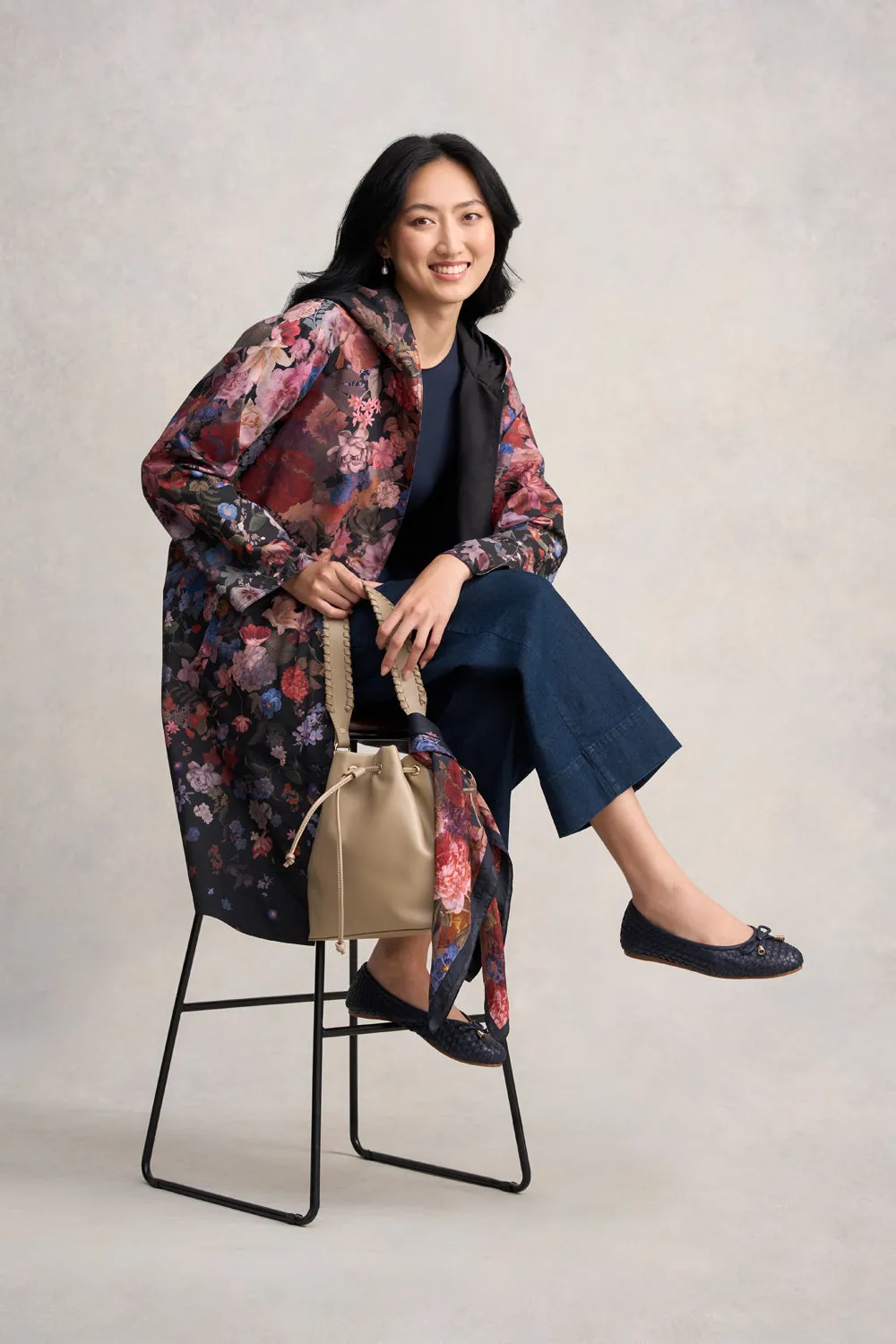 Printed Reversible Raincoat - Midnight Floral