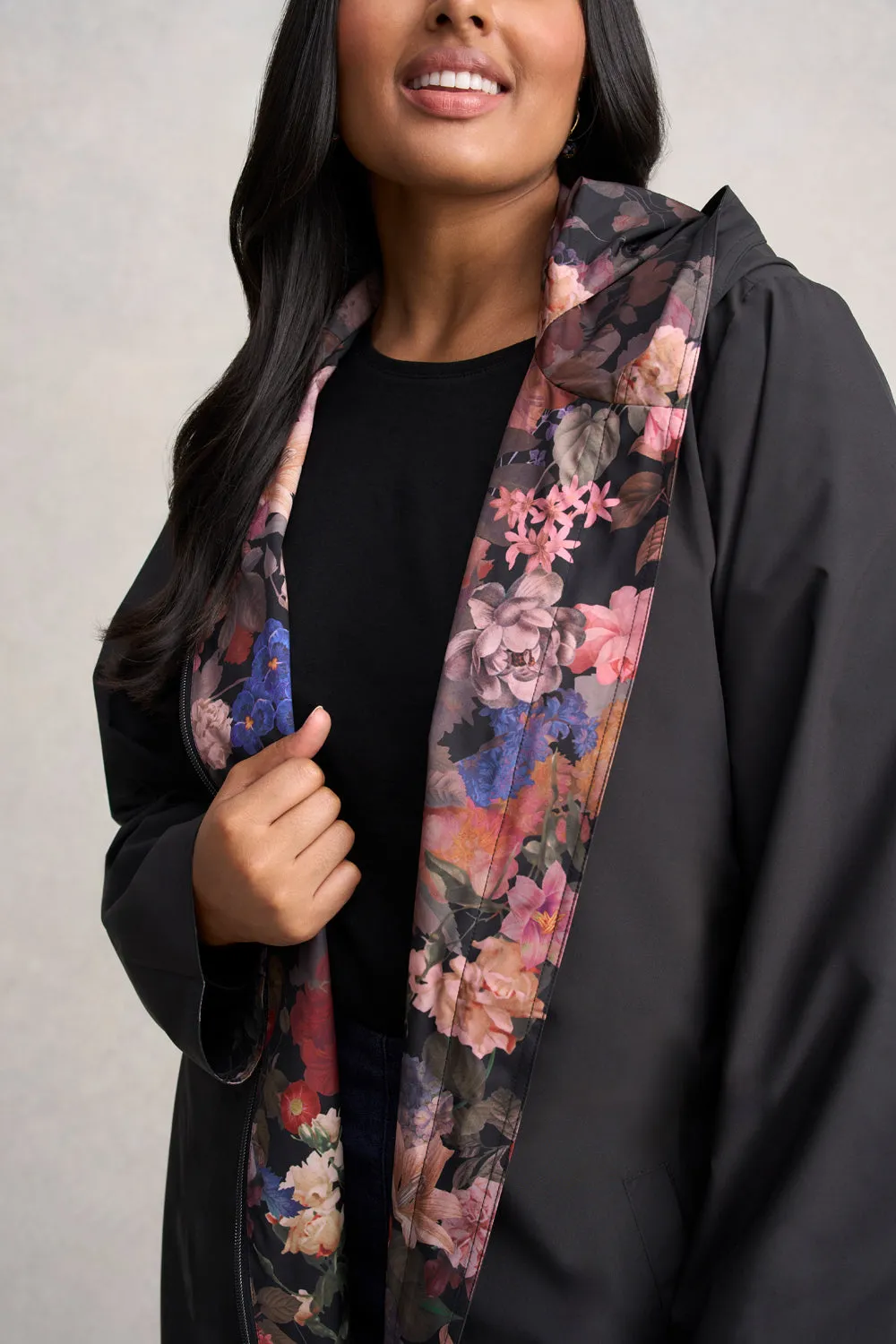 Printed Reversible Raincoat - Midnight Floral