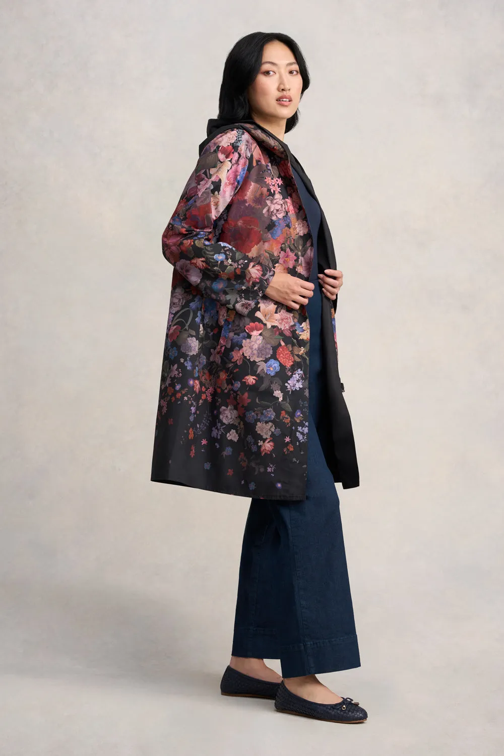 Printed Reversible Raincoat - Midnight Floral