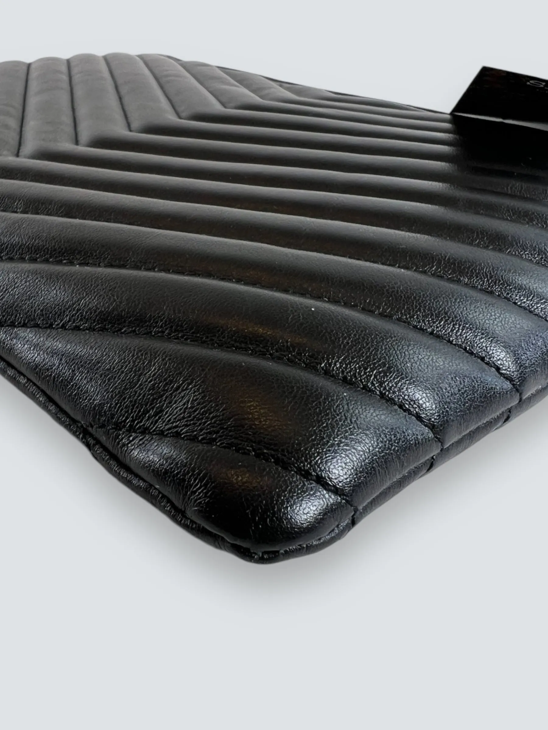 Saint Laurent Black Cevron Matelasse Leather Pouch
