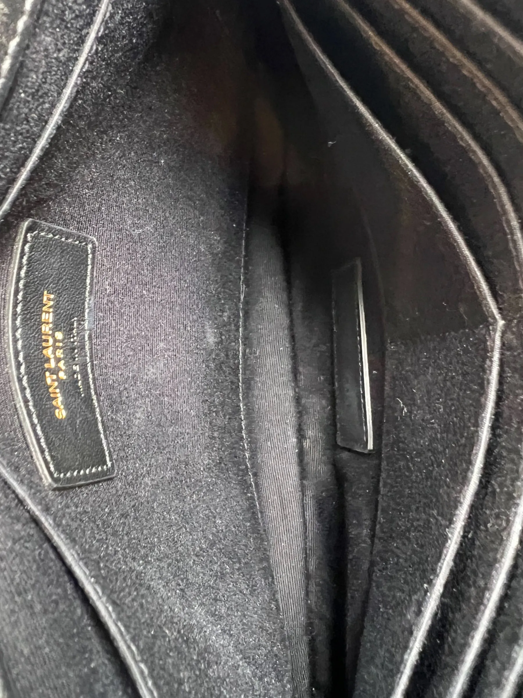 Saint Laurent Black Cevron Matelasse Leather Pouch