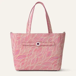 Sarah Tote | Pink Leaf with Silver hardware