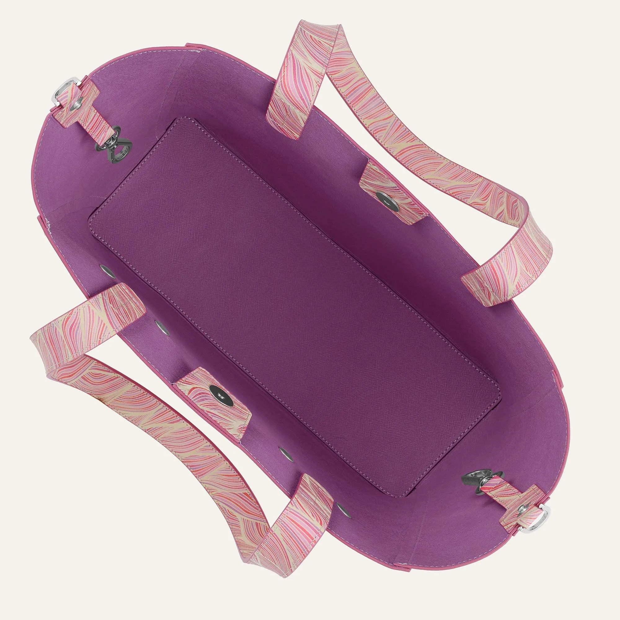 Sarah Tote | Pink Leaf with Silver hardware