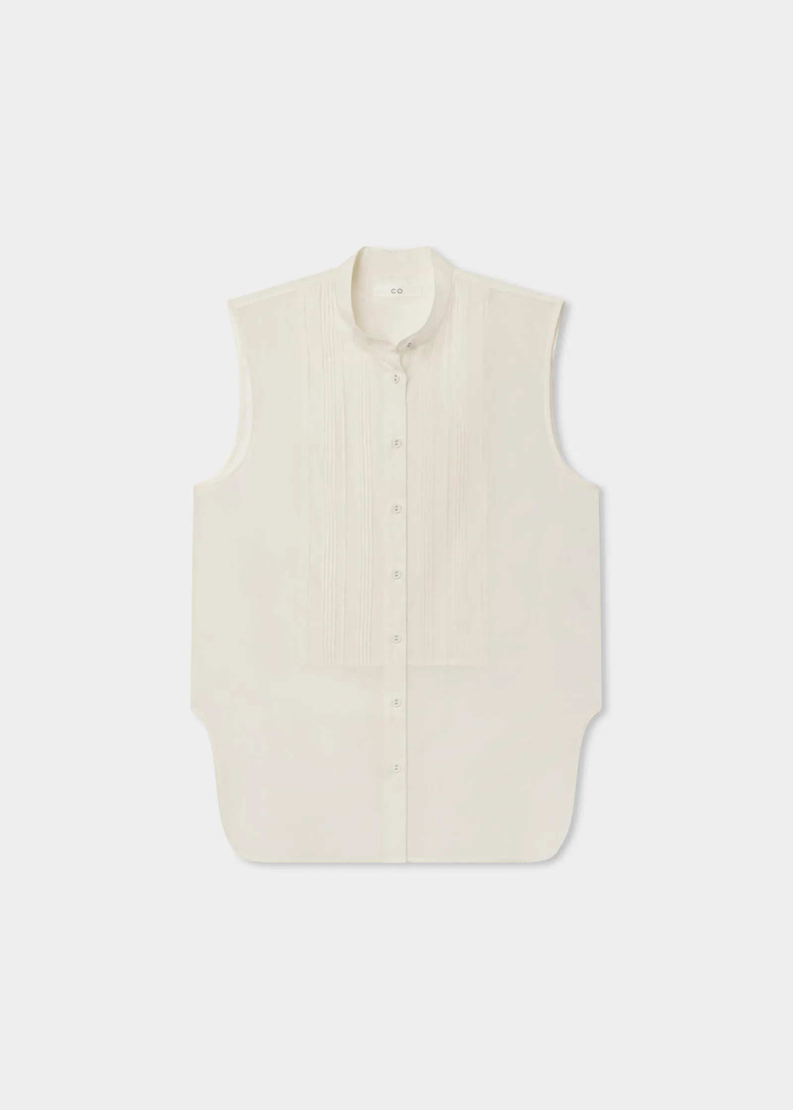 Sleeveless Tuxedo Shirt - Ivory