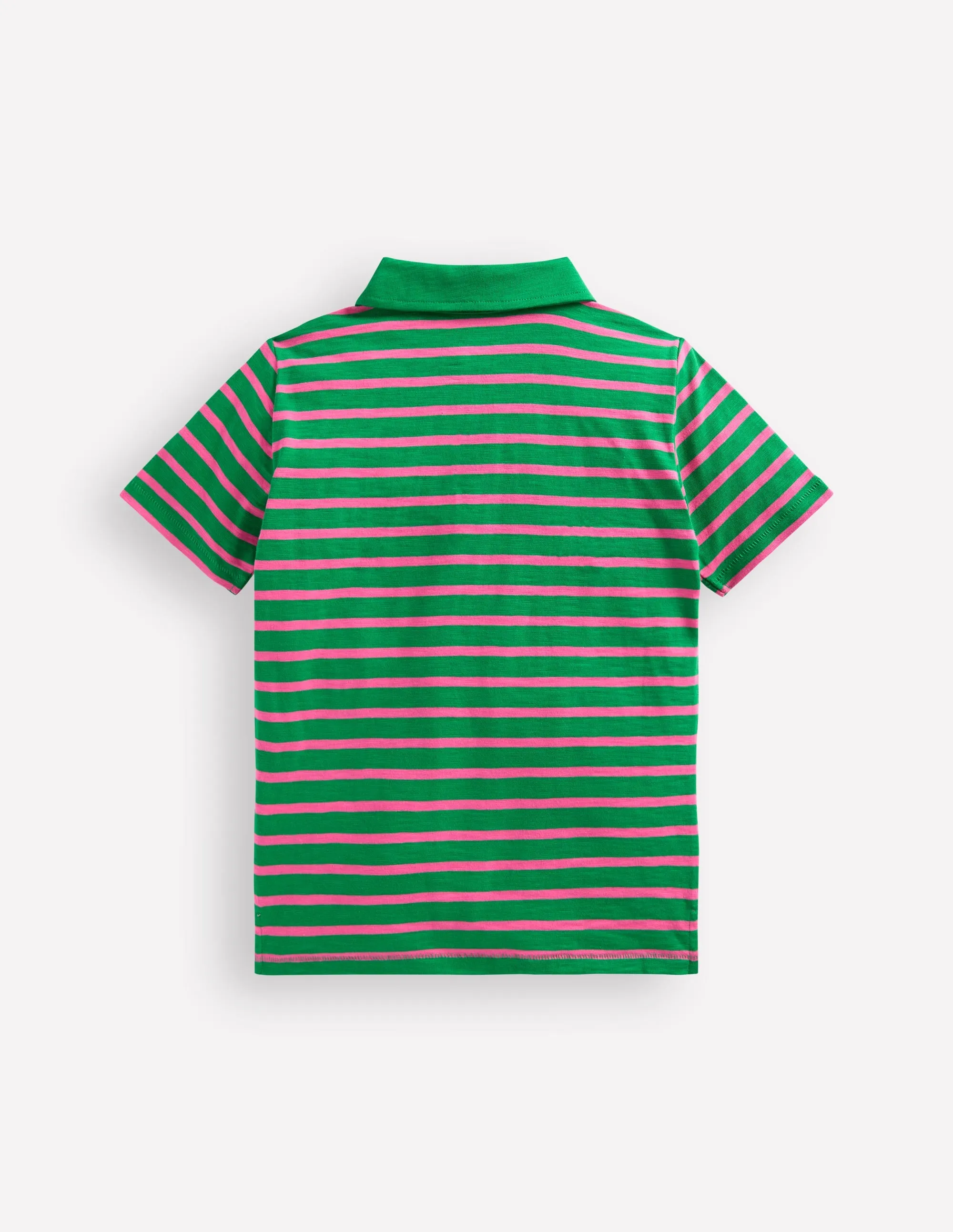 Slub Polo Shirt-Rich Emerald /Sorbet Pink