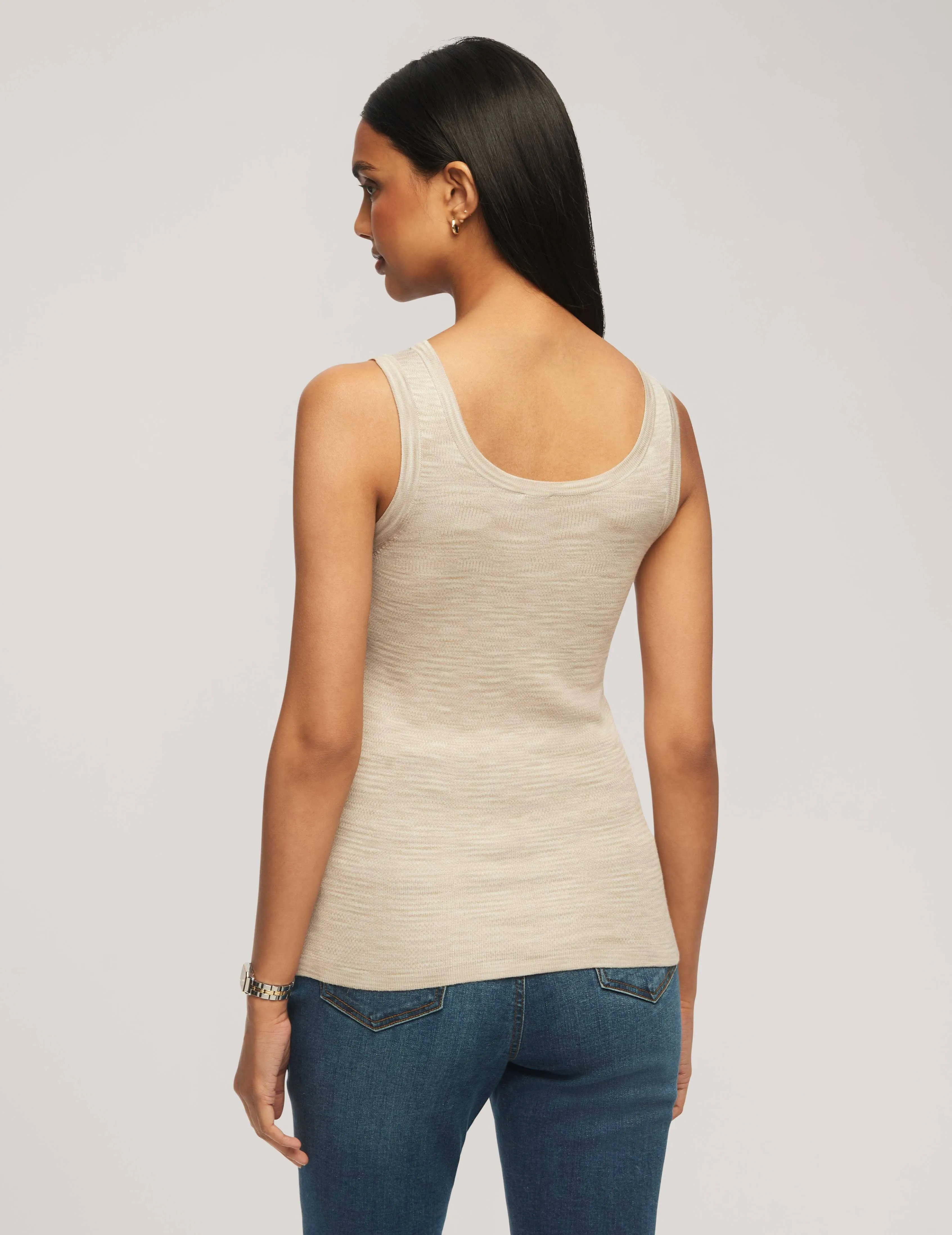 Space Dye Yarn Scoop Neck Tank - Sale