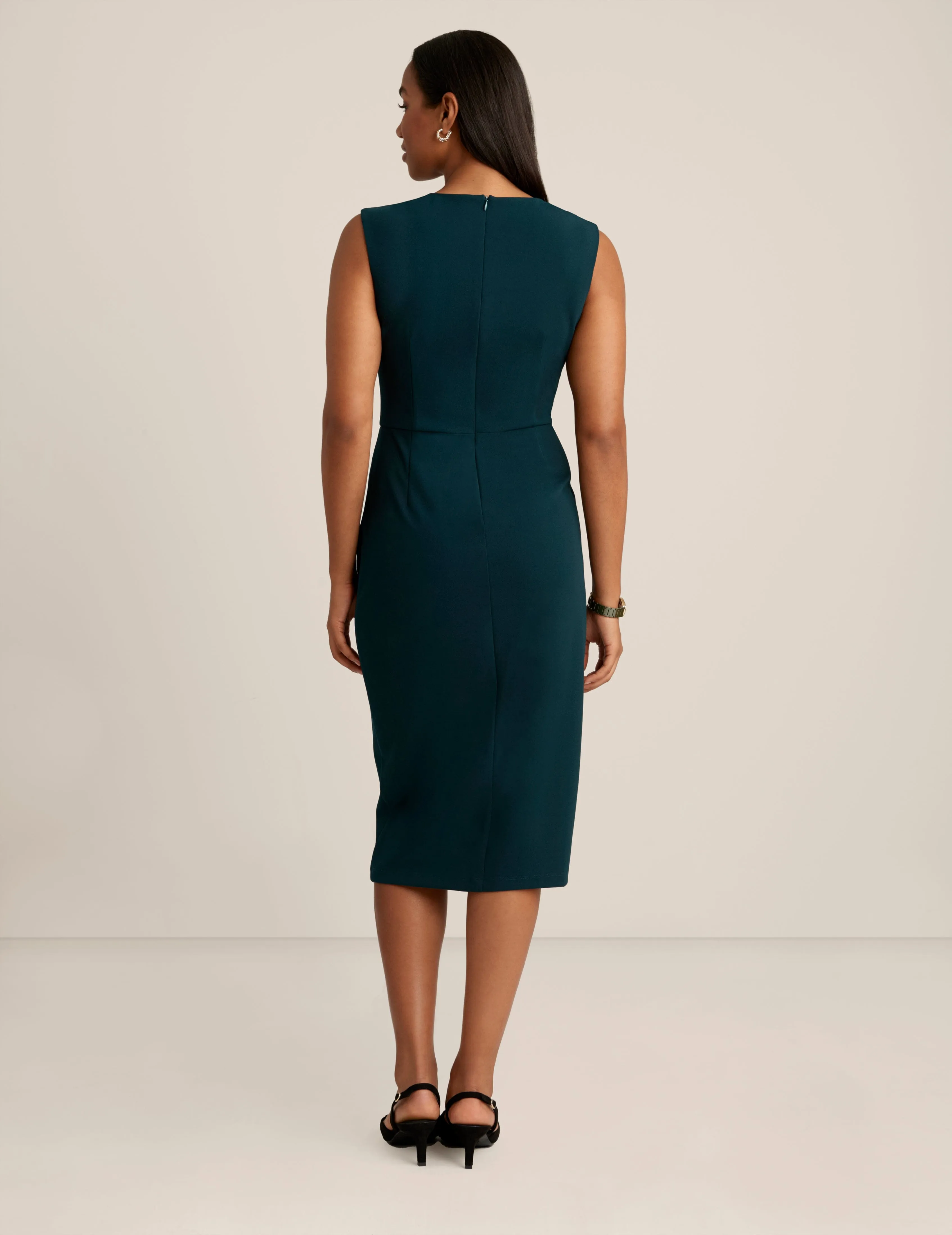 Square Neck Faux Wrap Dress - Sale
