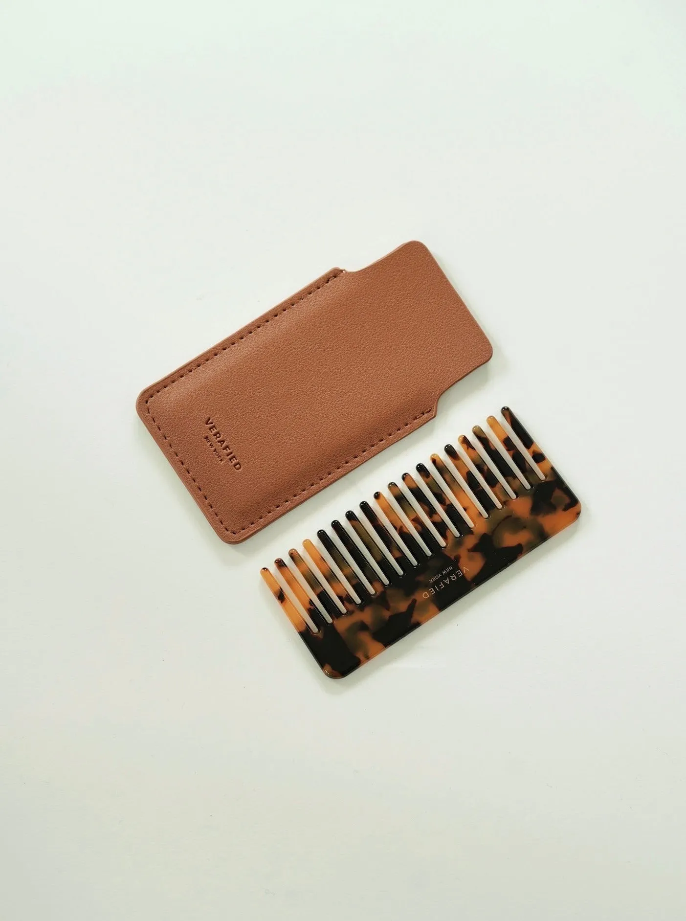 Tan Hair Comb with Case