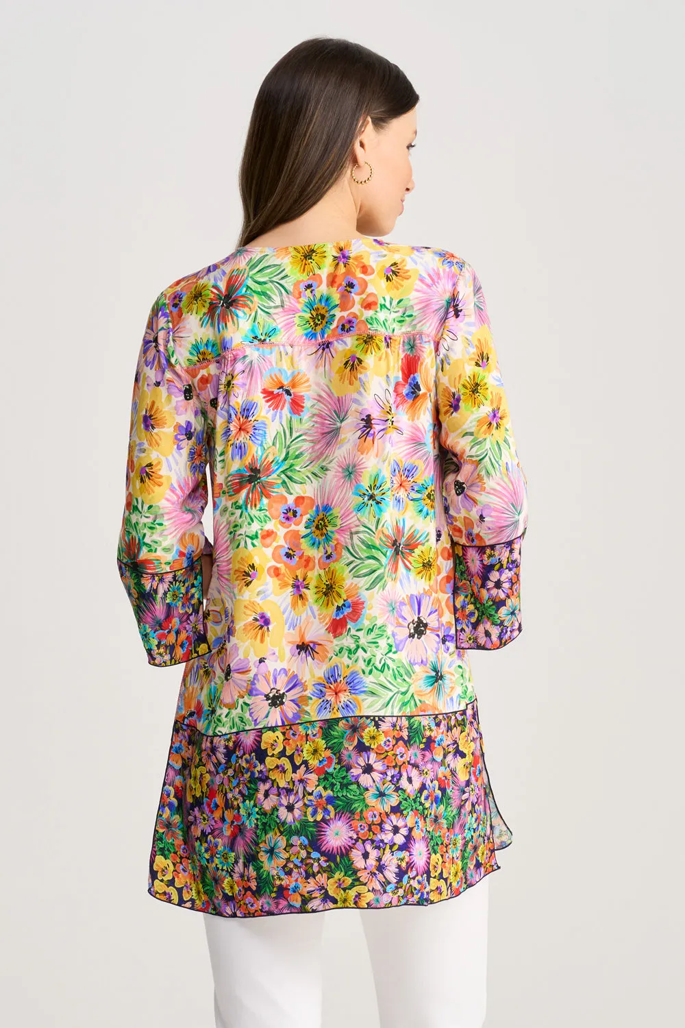 Top Stitch Kaftan - Flower Field Border