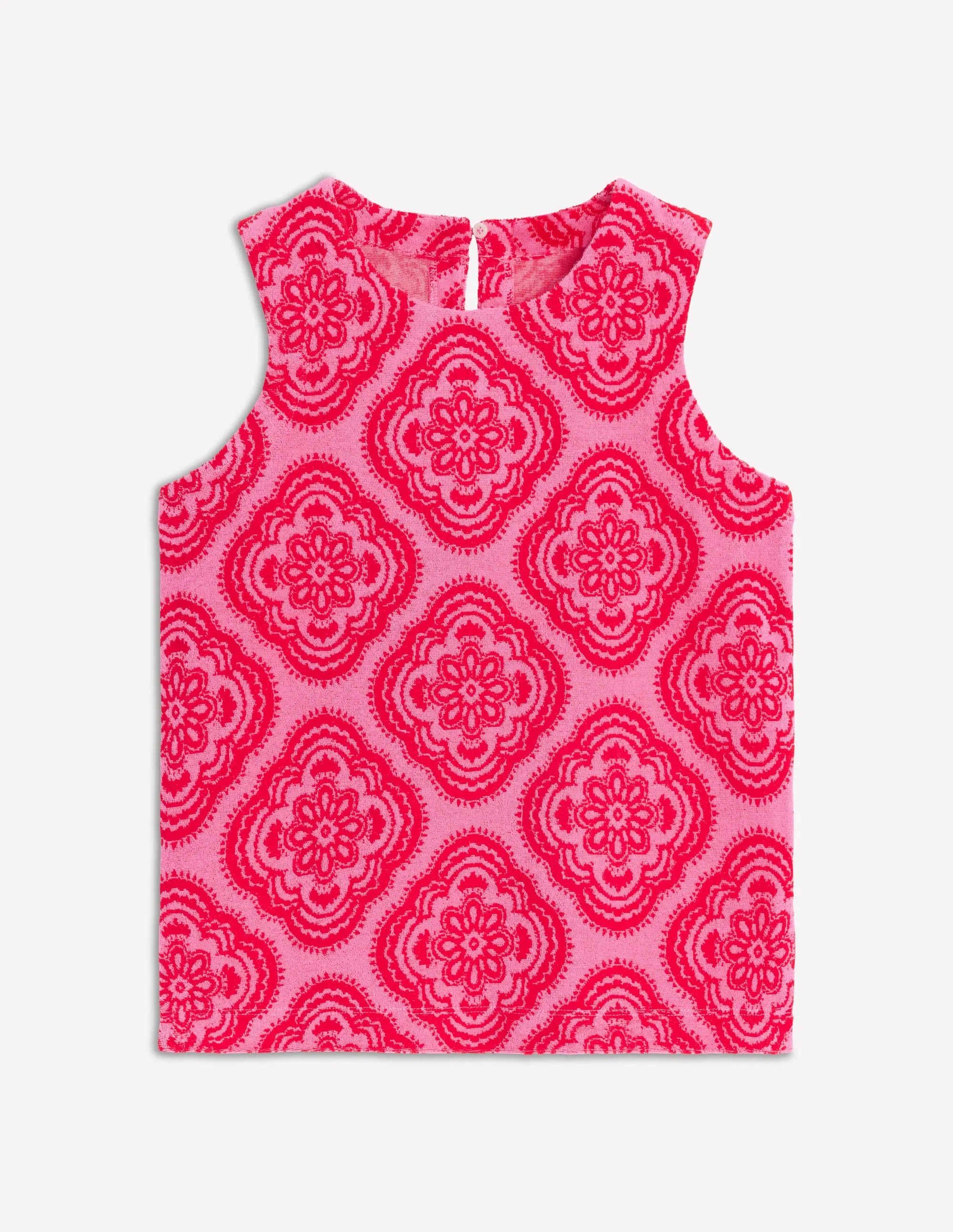 Towelling Vest-Pink Rose. Botanic Blush