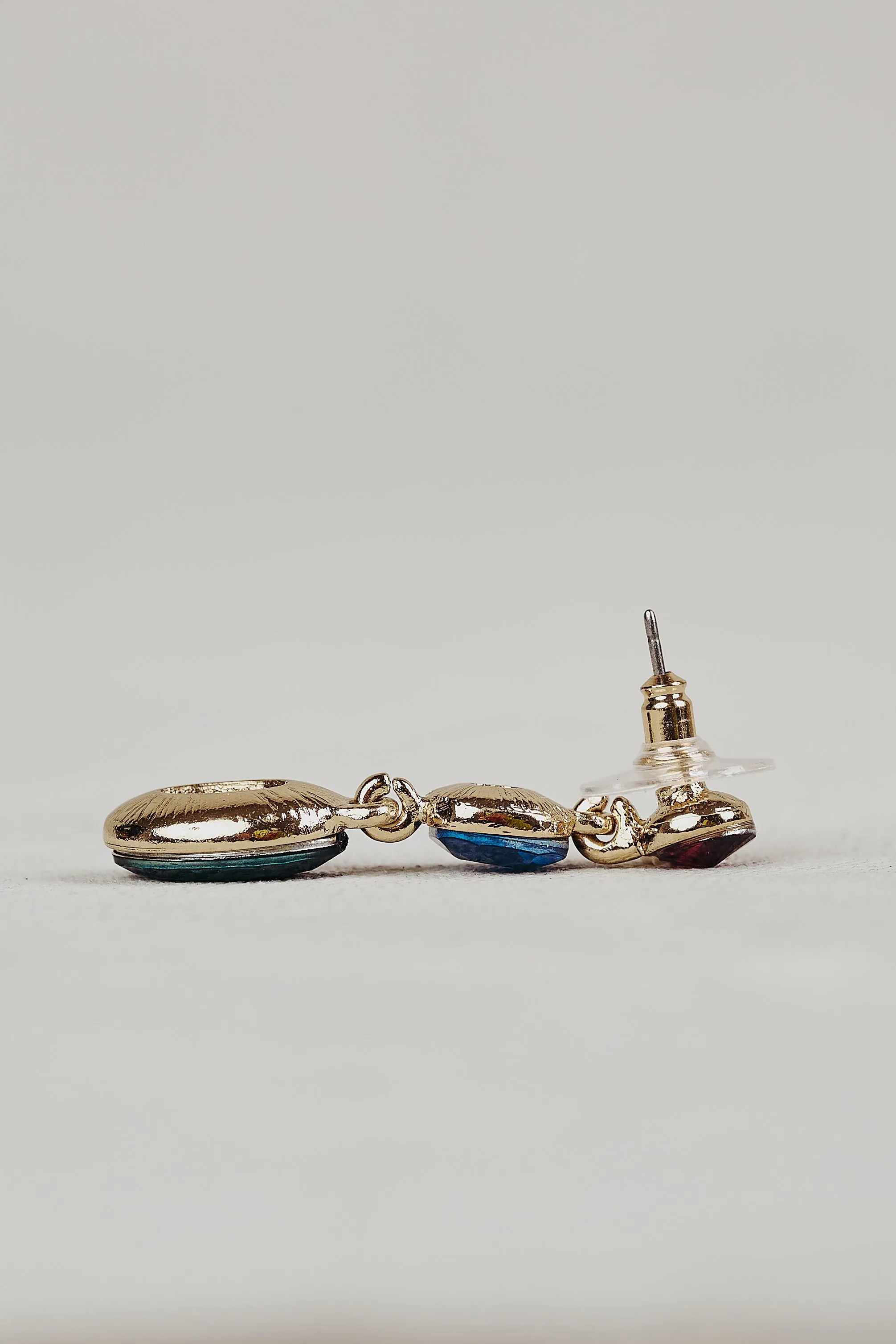 Trio Glass Stone Earrings - Multicolour