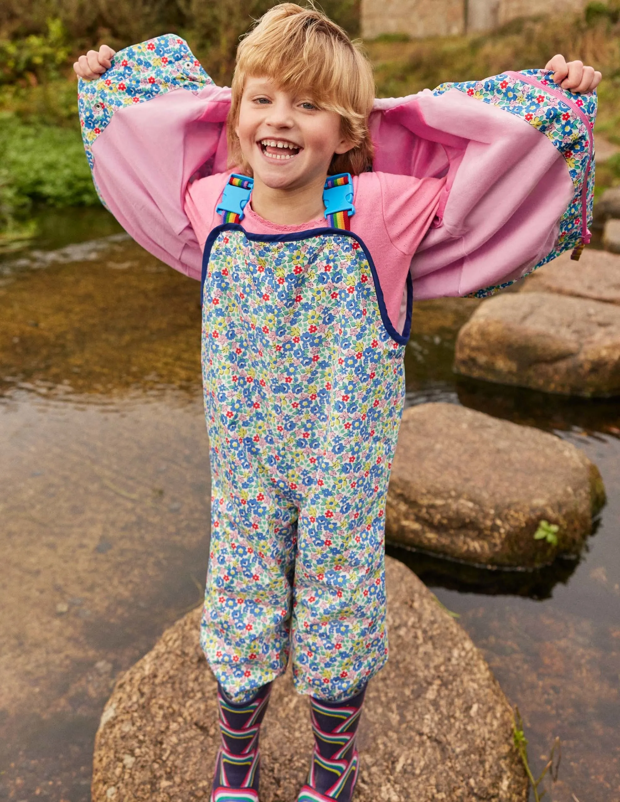 Waterproof Dungarees-Multi Spring Floral