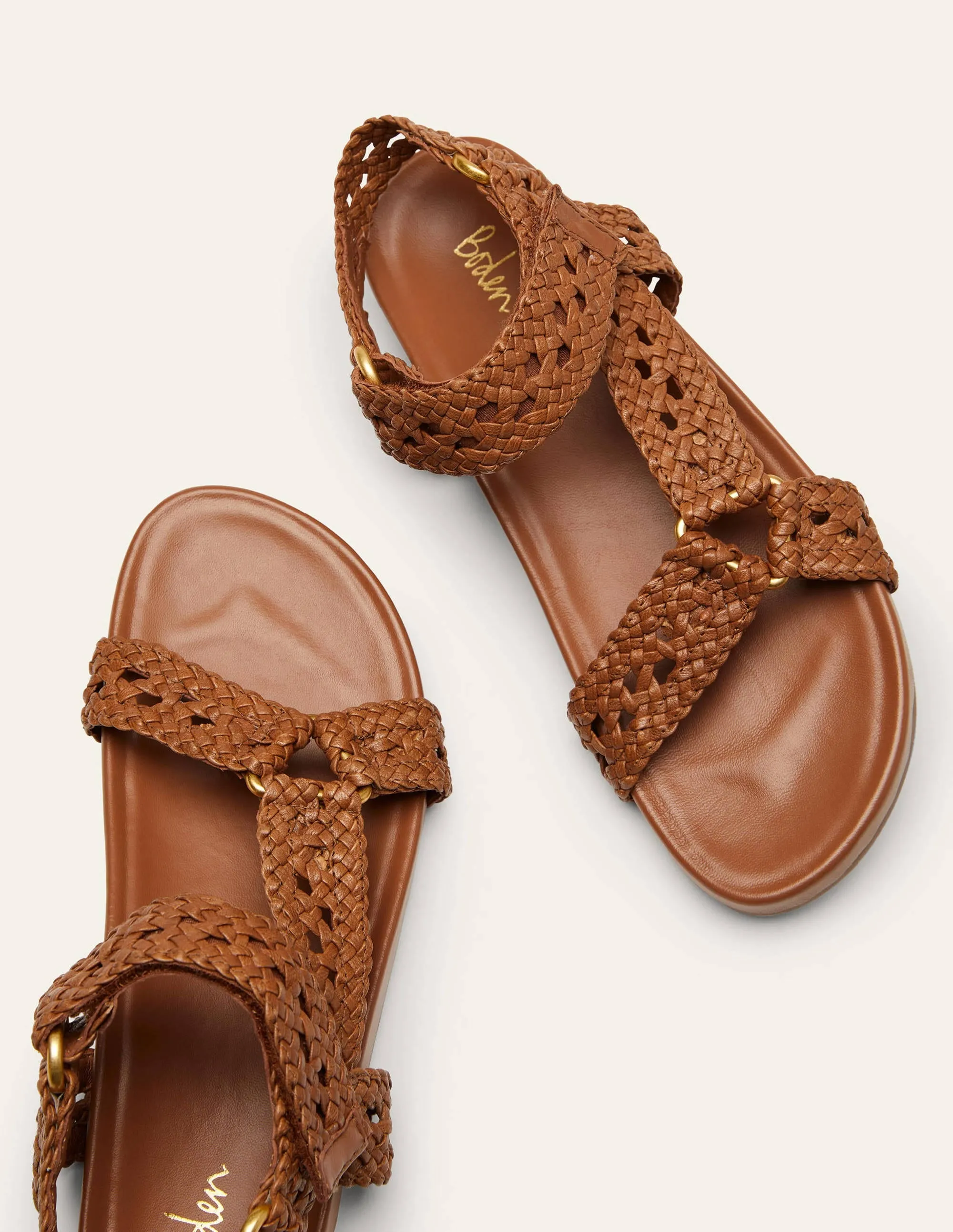 Woven Leather Sandals-Tan