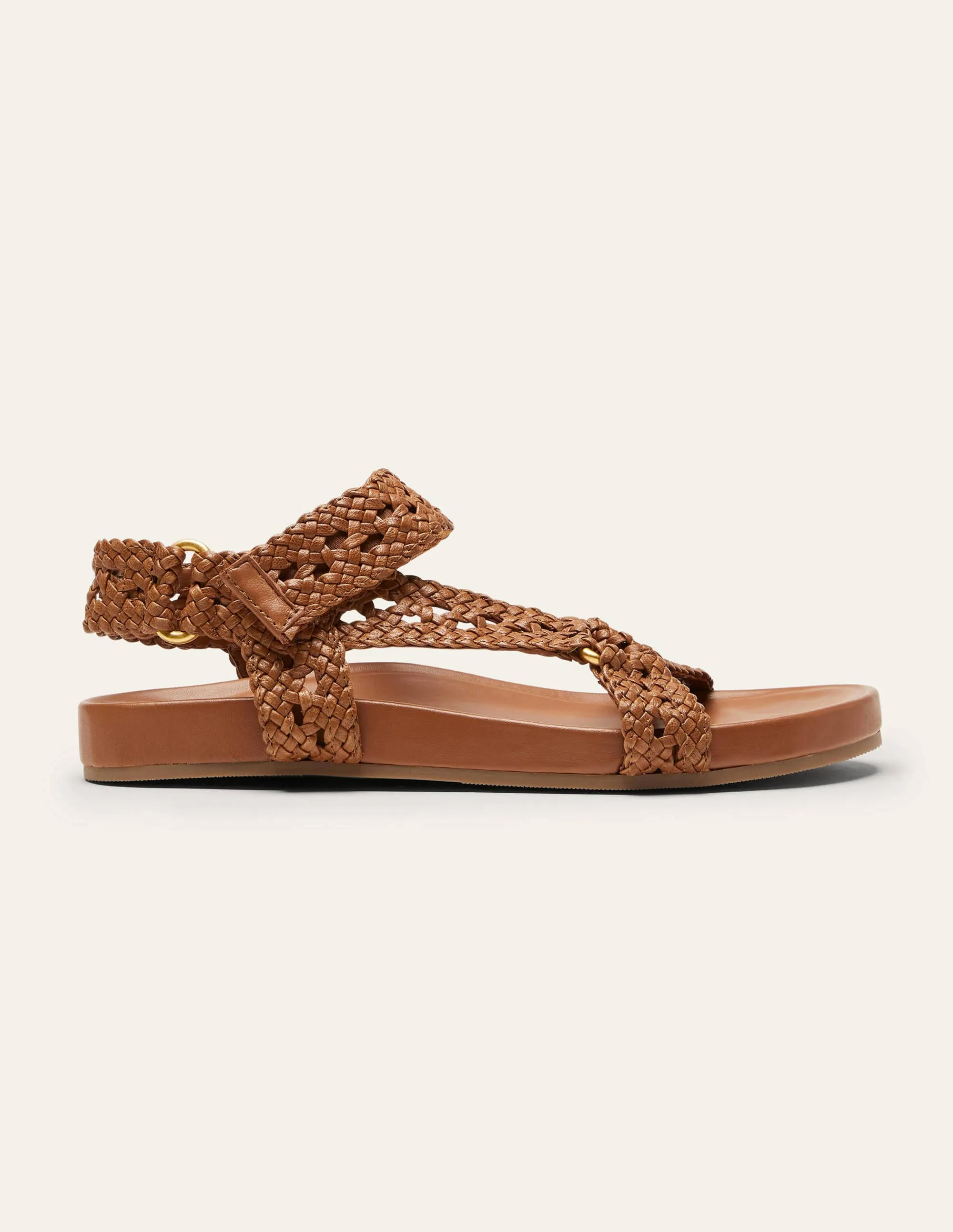 Woven Leather Sandals-Tan